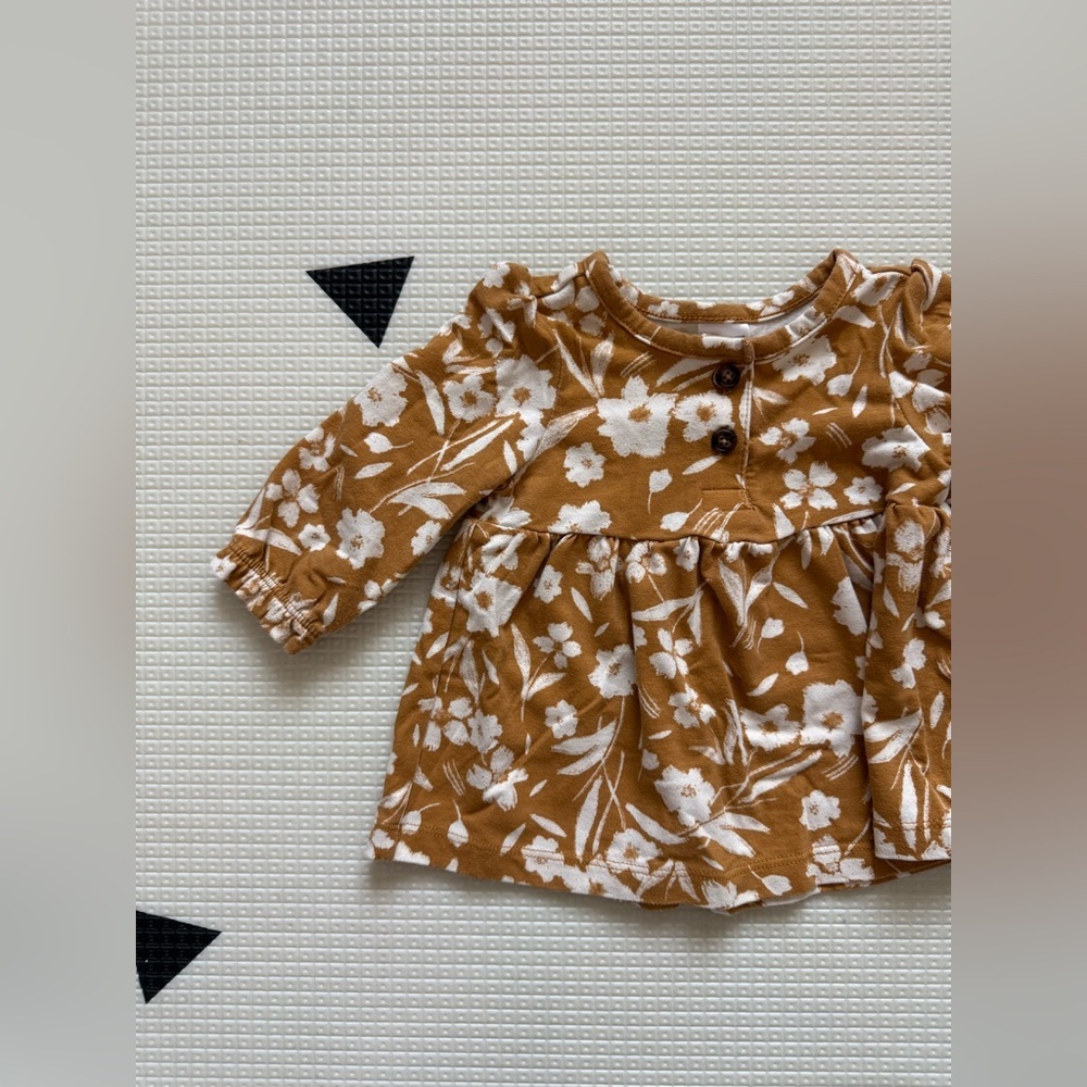 Carter's|Baby girl Rust Brown & White Floral tunic Blouse,boho style•••0-3M